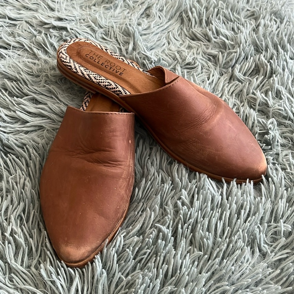 The Root Collective Lili Mule in Chestnut Leather